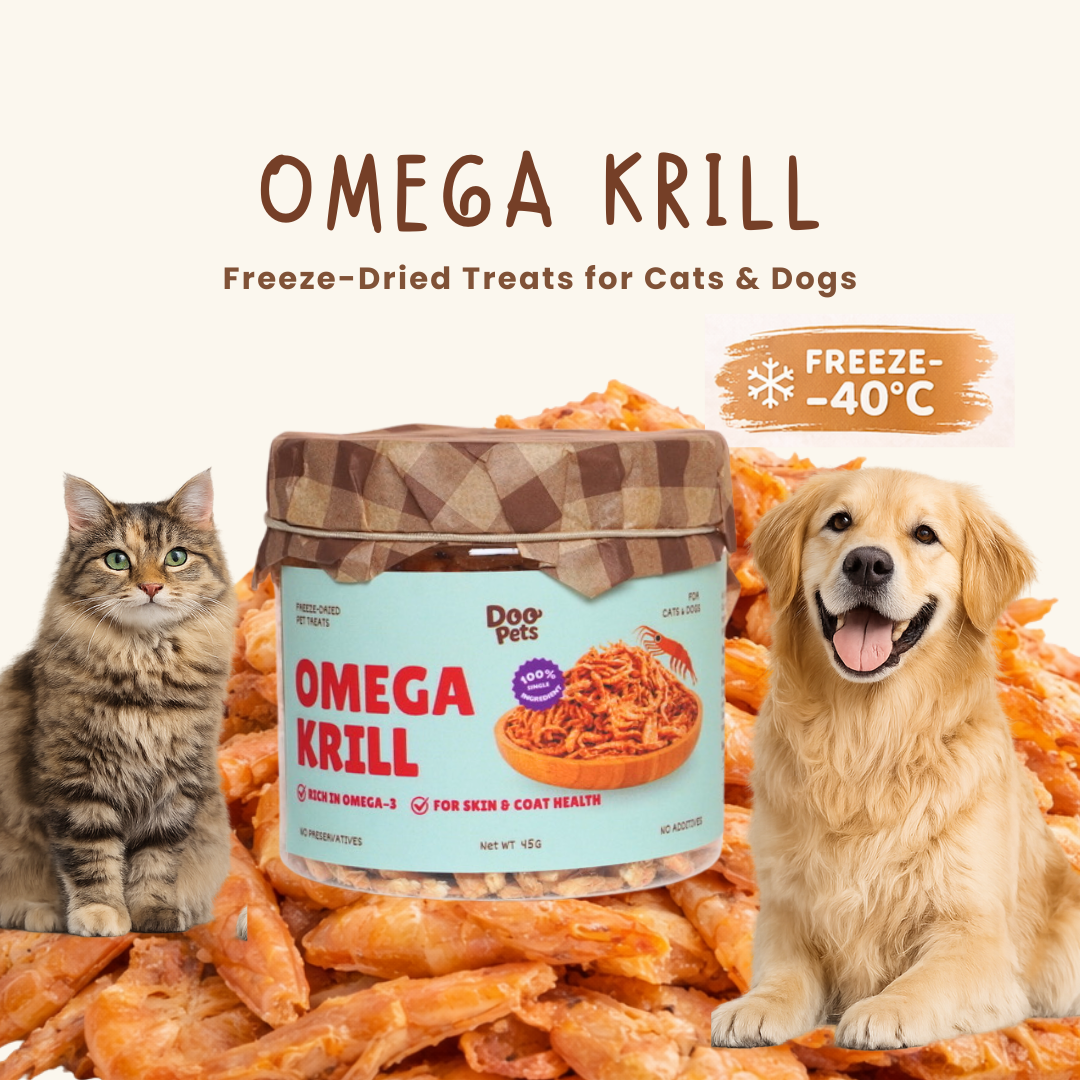 Premium Omega Krill Freeze Dried Pet Food Snacks Treat Cats & Dogs Doo Pets Doopets Dry Good Quality