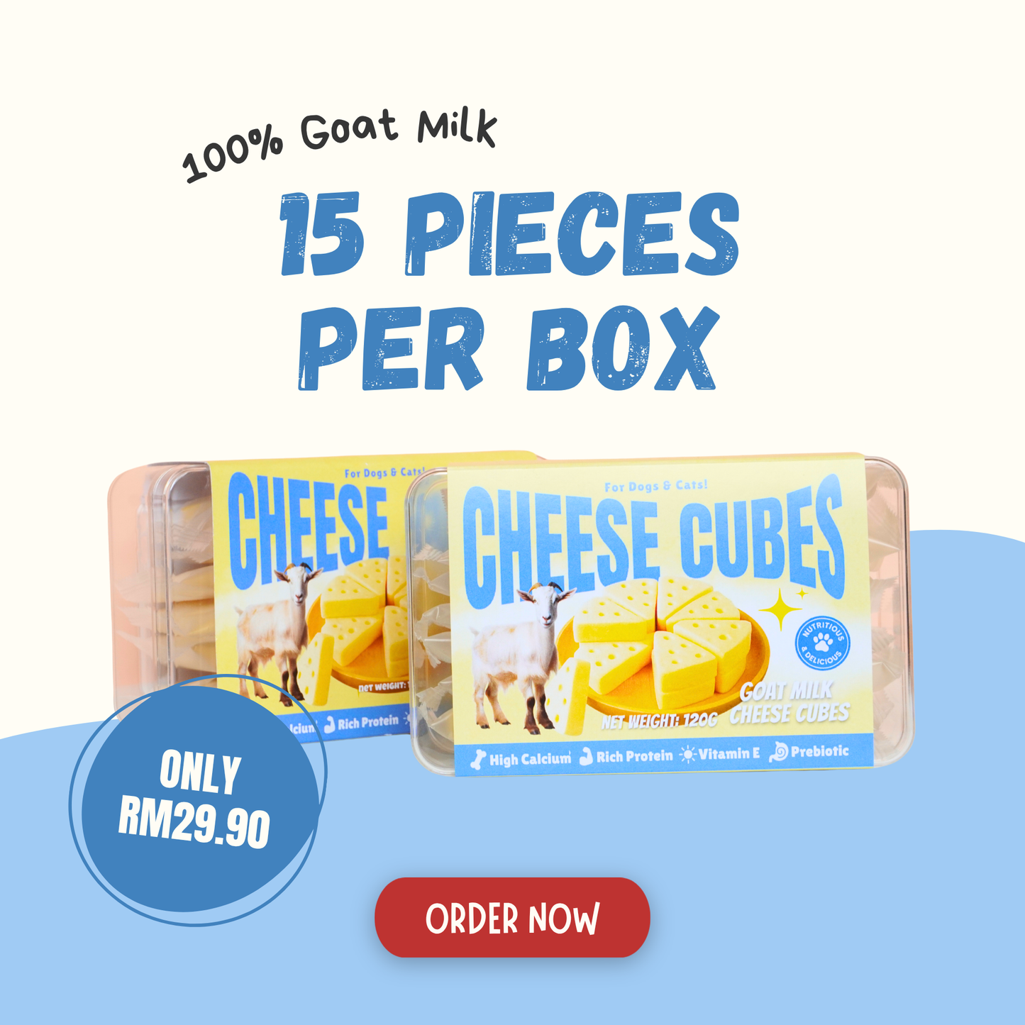 🐾 Premium Goat Milk Cheese Treat for Dogs & Cats (15 pcs per box)🧀🐾