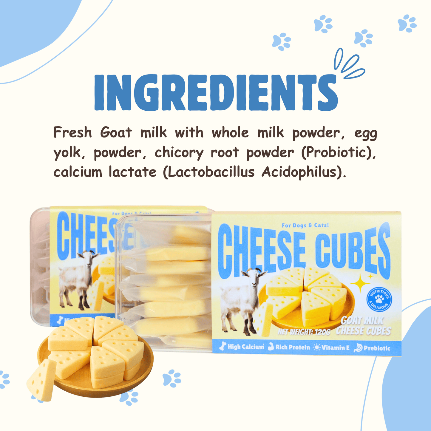 🐾 Premium Goat Milk Cheese Treat for Dogs & Cats (15 pcs per box)🧀🐾