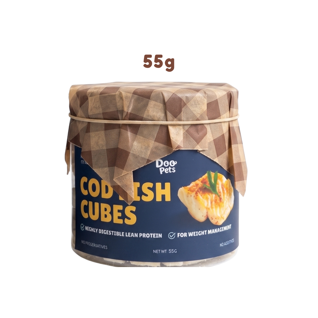 Premium COD Fish Cubes Freeze Dried Pet Food Snacks Treat Cats & Dogs Doo Pets Doopets Dry Good Quality