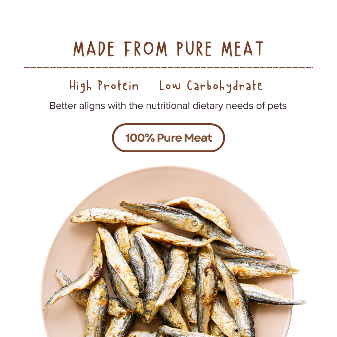 Premium Herring Fish Freeze Dried Pet Food Snacks Treat Cats & Dogs Doo Pets Doopets Dry Good Quality